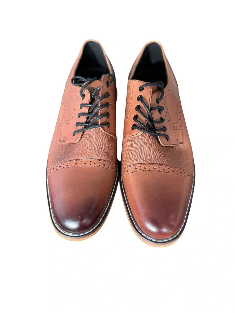 Bar‎ III Parker Brown Leather Cap Toe Brogue Oxfords 10.5M